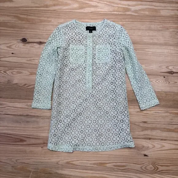 Victoria Beckham | Dresses | Victoria Beckham Mint Lace Girls Lined Green  Dress Long Sleeve Size Small | Poshmark